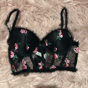 Black floral corset top